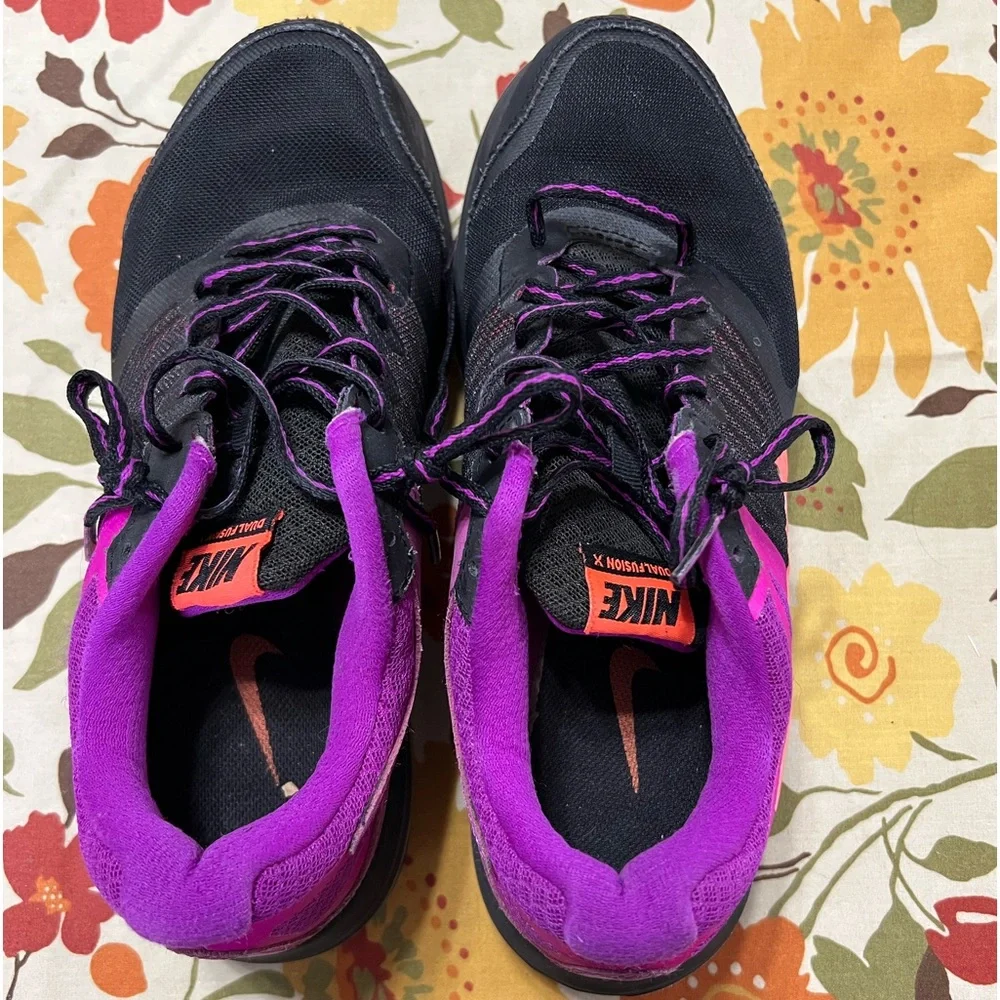 Nike Dual Fusion X Running Training Shoe Womens Size 7.5 709501-008 Black Purple